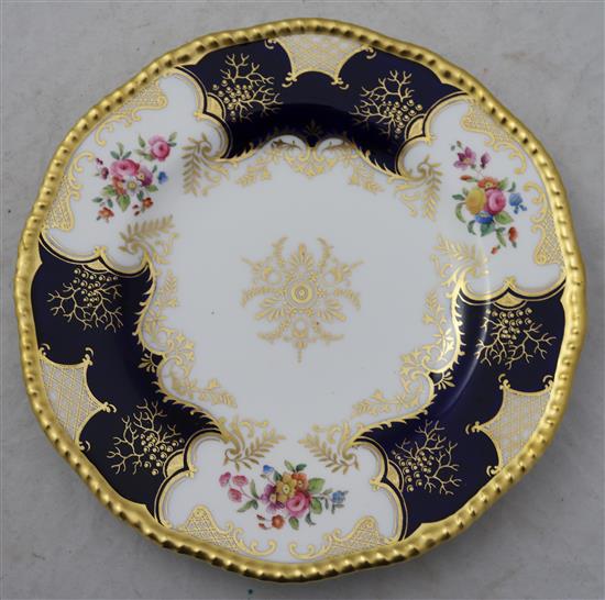 A Coalport ten piece part dessert service, c.1900, 23cm and 32.5cm